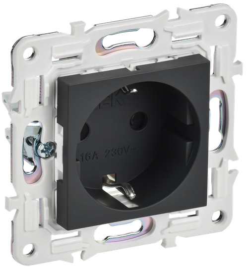 SKANDY Розетка с заземлением с защитными шторками 16А безвинтовое крепление SK-R06G графит IEK