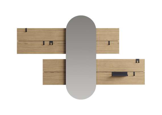 Вешалка Stripe L горизонтальная с зеркалом 60*160 см (натуральный дуб)