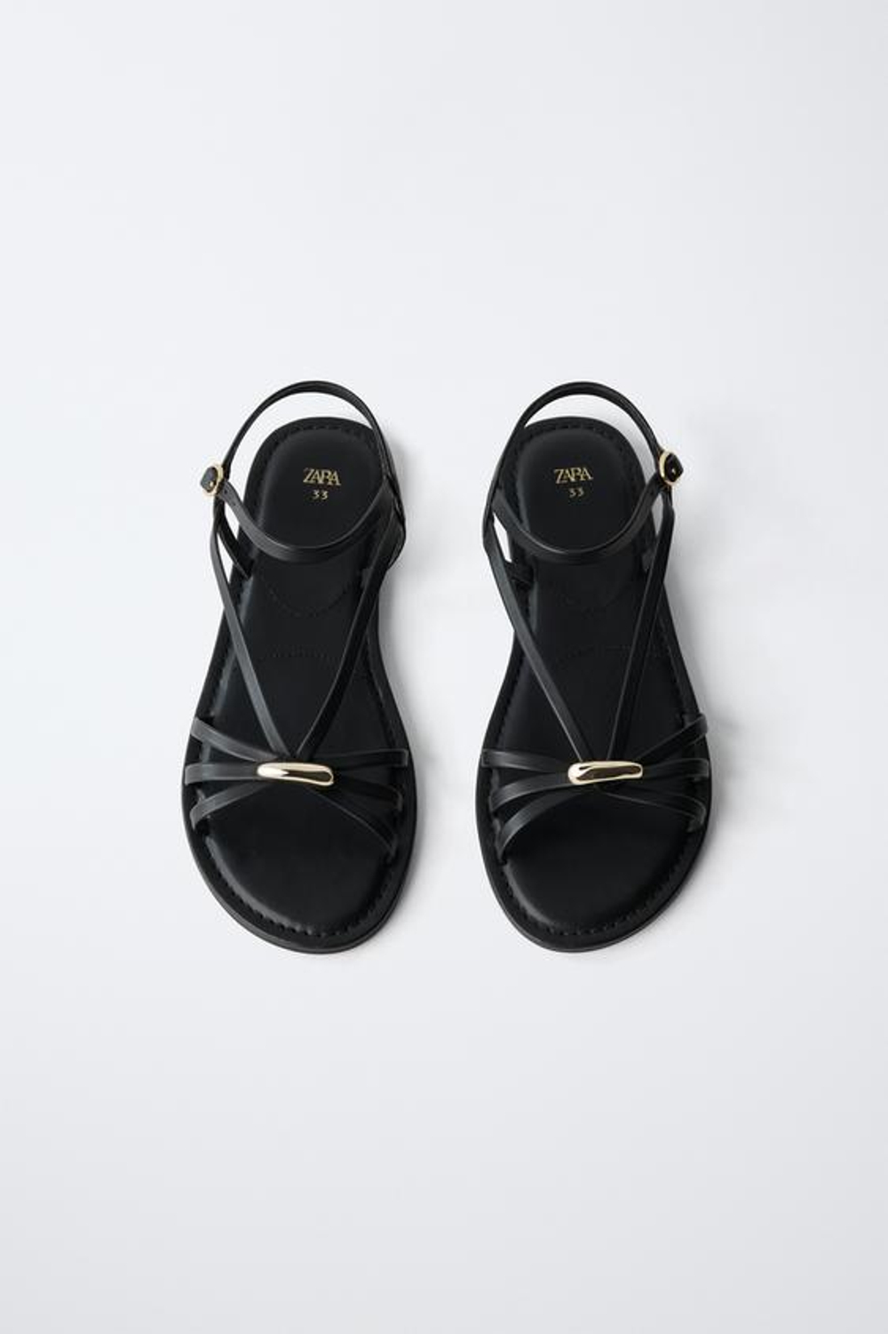 ZARA БОСОНОЖКИ С РЕМЕШКАМИ, ЧЕРНЫЙ