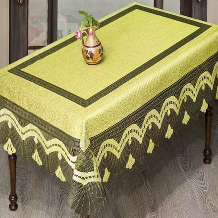 Скатерть жаккардовая прямоугольная, цвет лимон-кофе, Польша.