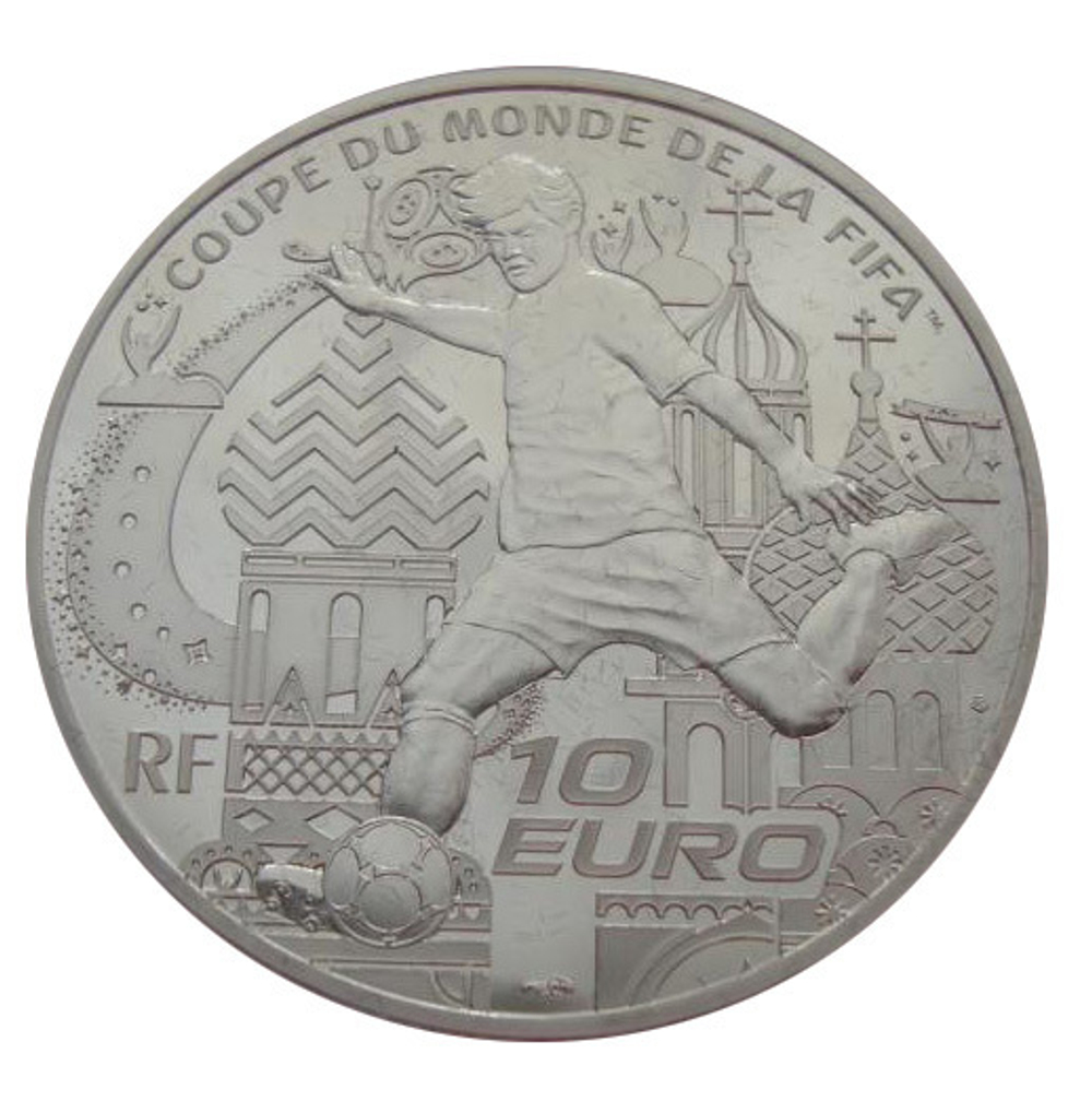 Франция 10 евро 2018 Чемпионат мира по футболу Россия 2018 ФИФА FIFA СЕРЕБРО