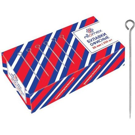 Булавки офисные deVente, 30мм, 250шт., картонная коробка