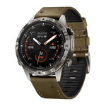 Спортивные часы Garmin MARQ Adventurer (Gen 2), гибридный ремешок, чёрный силиконовый ремешок Безель и корпус из титана, AMOLED-дисплей с куполообразным сапфировым стеклом. Ремешок из кожи и фторэластомера и силиконовый ремешок с классическими застёжками