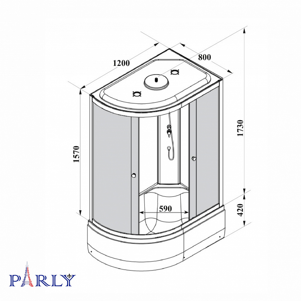 Душевая кабина PARLY EC1221R (120х80х215)