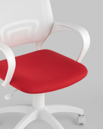 Кресло офисное Topchairs ST-BASIC-W спинка белая сетка сиденье красная ткань крестовина белый пластик