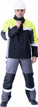 Костюм "Логгер Протект" полукомбинезон, лесоруб (серый/черный/лимон)