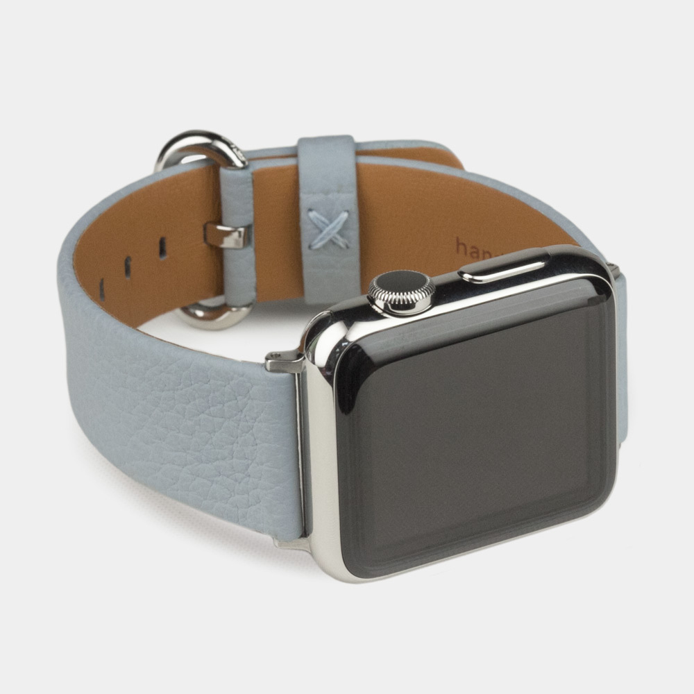 Ремешок для Apple Watch 44/45/46 mm из кожи теленка, голубого цвета
