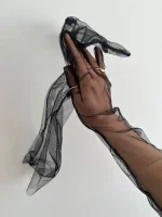 Перчатки длинные из фатина, Черный