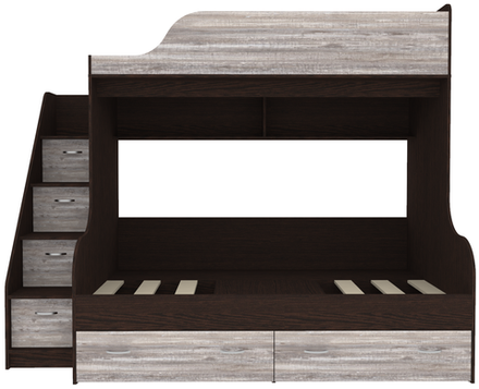 Двухъярусная кровать КарИВи Дуэт-15 с лестницей Комод КарИВиом Венге Бетон