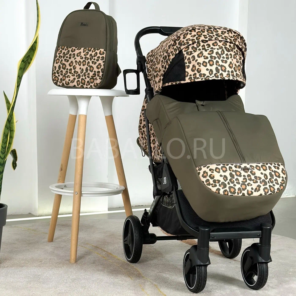 Коляска прогулочная Babalo 2024 Леопардовый текстиль на черной раме