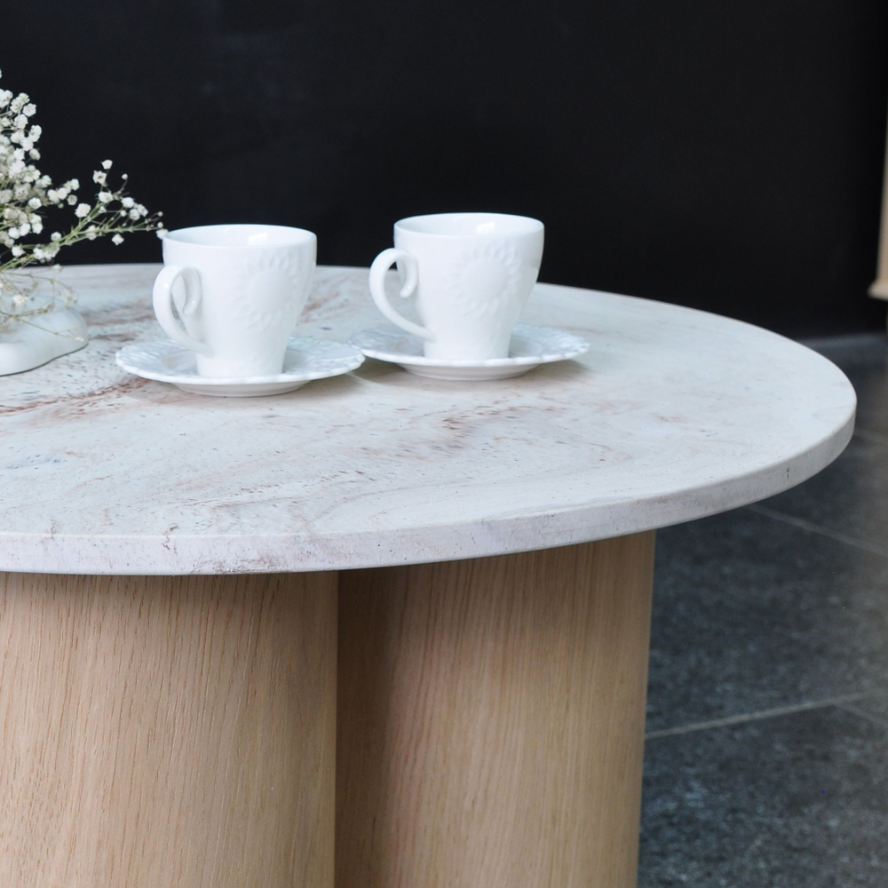 Стол с искусственным камнем Лейна, лак бесцветный, большой