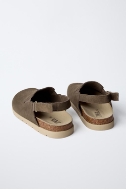 ZARA КОЖАНЫЕ САБО, КОРИЧНЕВЫЙ