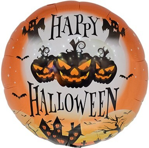 Круг 18" Хэллоуин, Страшные тыквы, оранжевый Fl
