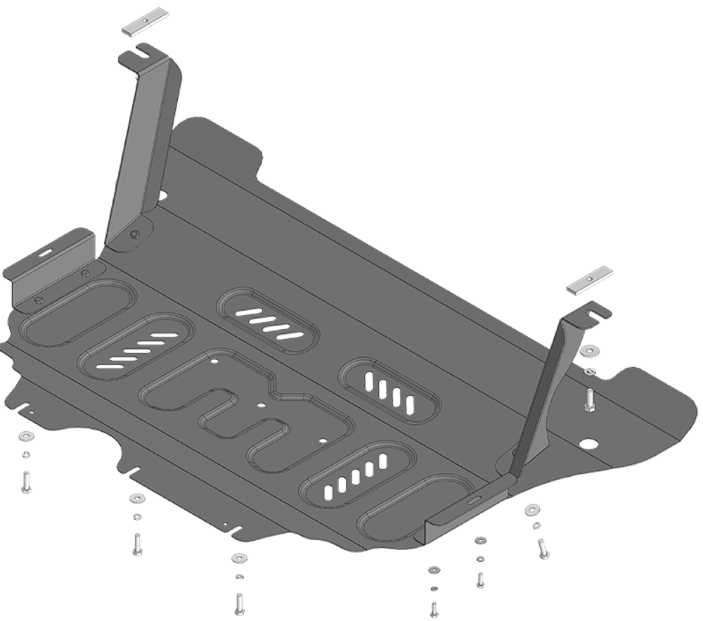 Защита картера двигателя, КПП. 2 мм, Сталь. для Volkswagen Tiguan L Pro 2024-н.в., Motodor.72709