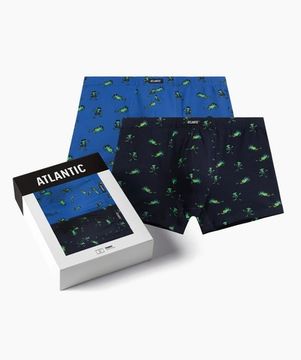 Трусы мужские боксеры (2шт), Atlantic 2MHH-006, темно-синий + темно-голубой