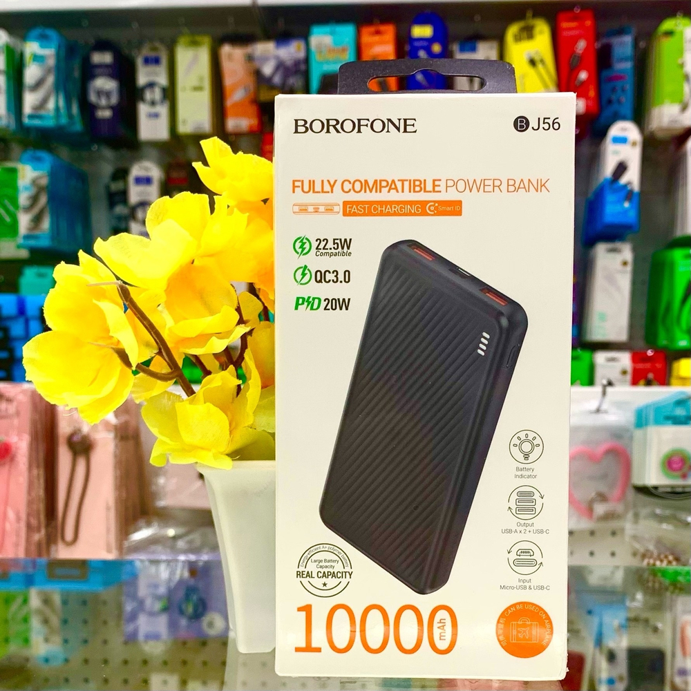 Power Bank 10000mAh, 2 USB, Borofone BJ56, черный