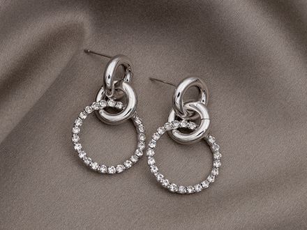 Серьги "Trio"  35мм, со стразами