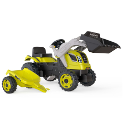 Детский педальный трактор Smoby Farmer MAX 710132 с ковшом и прицепом зелёный от 3 лет — фото 3