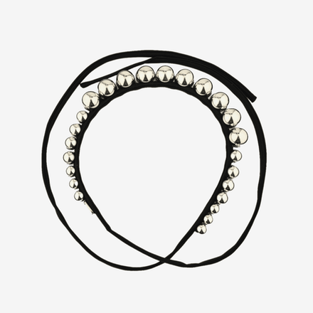 Ободок-чокер с серебристыми шарами