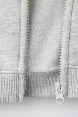 ZARA ХУДИ НА МОЛНИИ С ВЫШИВКОЙ, СЕРЫЙ МЕЛАНЖ