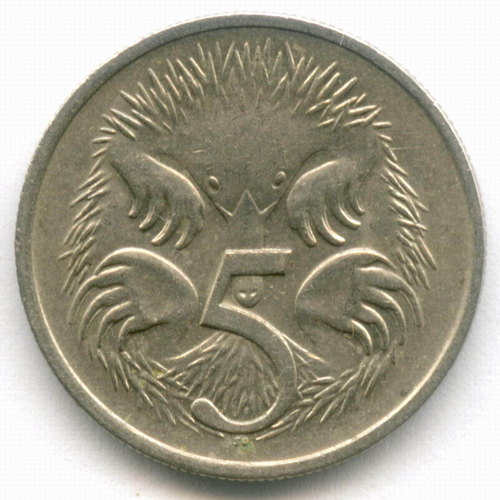 5 центов 1981 год. Австралия (Елизавета II). Ехидна. Медно-никель, диаметр 19.4 мм. XF