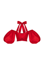 Топ с объемными рукавами из шелка