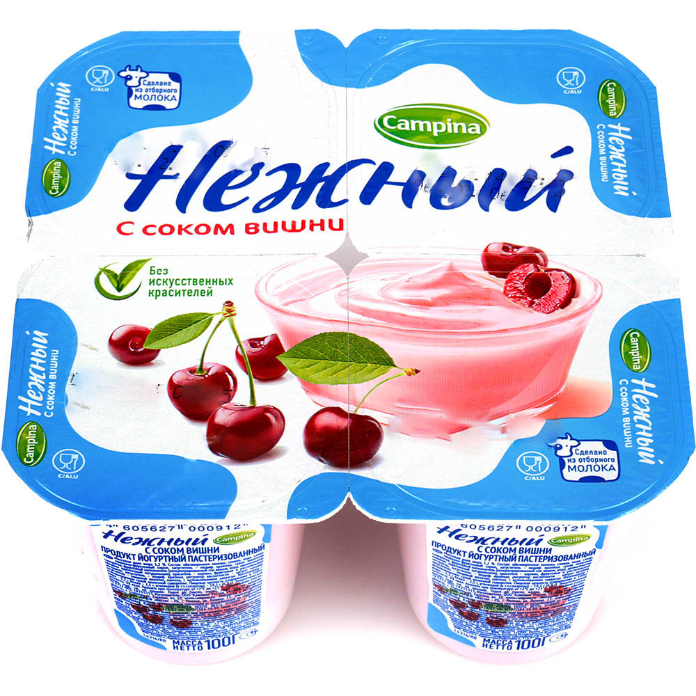 Йогурт Нежный Вишня 1,2% 100 гр