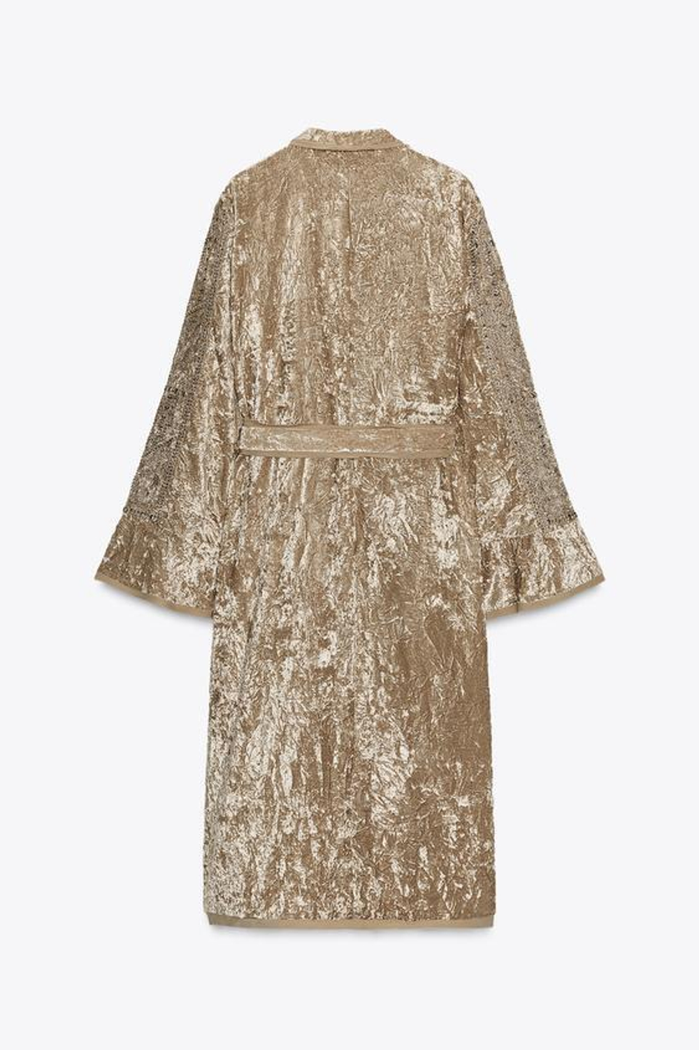 ZARA БАРХАТНОЕ КИМОНО С ВЫШИВКОЙ ZW COLLECTION LIMITED EDITION, ОХРА