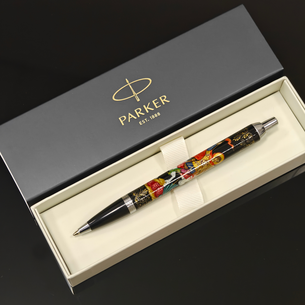 Коллекционная ручка шариковая Parker "Георгий Победоносец" с ручной росписью Палех