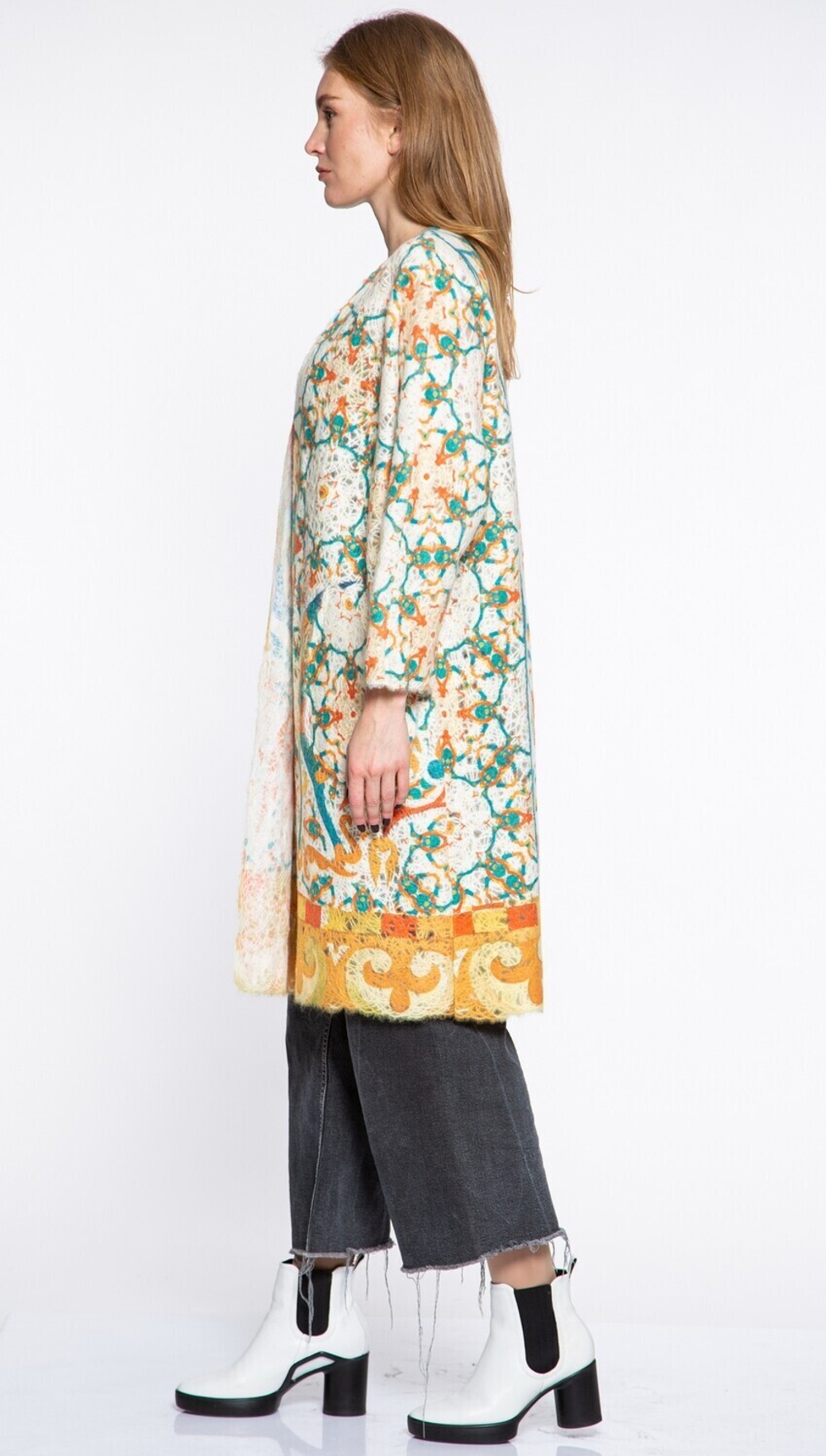 Кардиган "Скифский шик", по мотивам древнего войлочного ковра Пазырыкской культуры восточных скифов, более 2000 тыс. лет