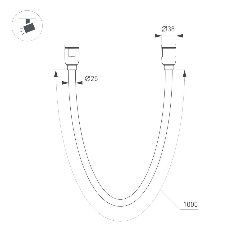Светильник ART-APRIORI-TUBE-ELASTIC-R38-L1000-12W Warm3000 (GD, 360 deg, 48V) (Arlight, IP20 Металл, (Arlight, IP20 Металл, 3 года) 049281