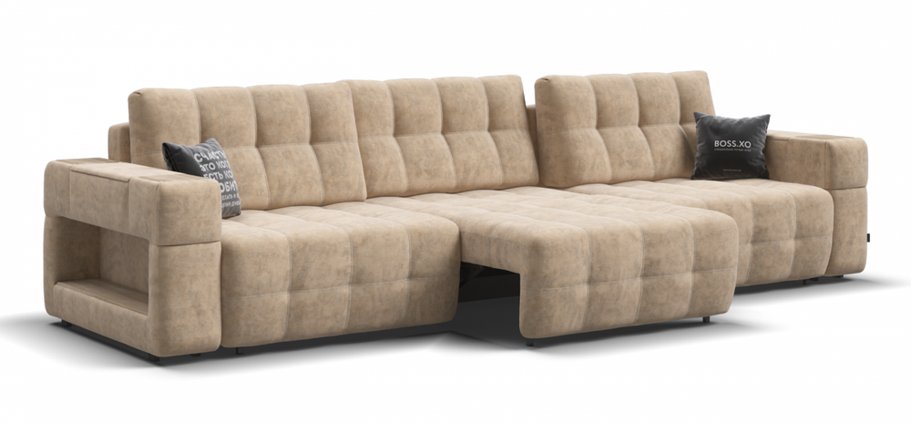 Диван BOSS.XO MAX Велюр Royal шампань / WOOD Snow