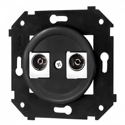 Розетка телевизионная двойная, оконечная, пластик, цвет черный B3-306-23