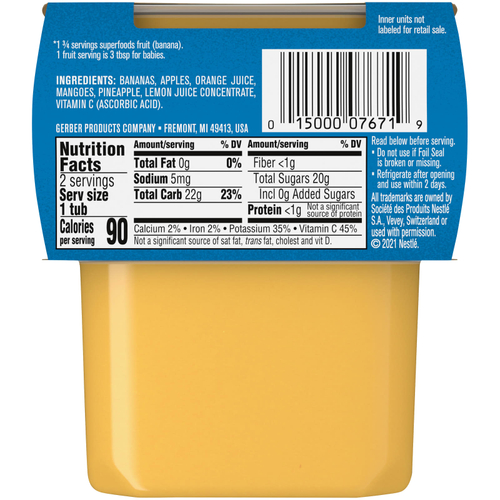 Gerber, Natural for Baby, Wonder Foods™, 2nd Foods®, банан и апельсин, 2 пакетика по 113 г (4 унции)