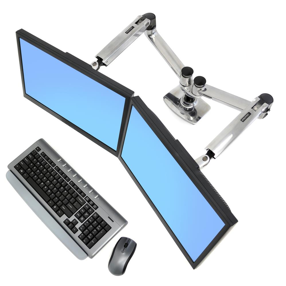 Двойное настольное крепление Ergotron LX Dual Side-by-Side Arm (45-245-026), Серебряный