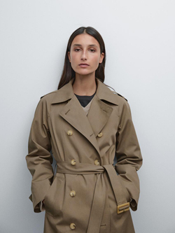 Massimo Dutti Тренч из 100% хлопка, зеленый