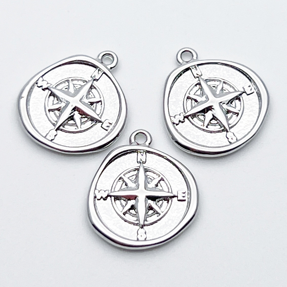 Подвеска Роза ветров, цвет серебро, размер 15*13 мм, цена за 1 шт