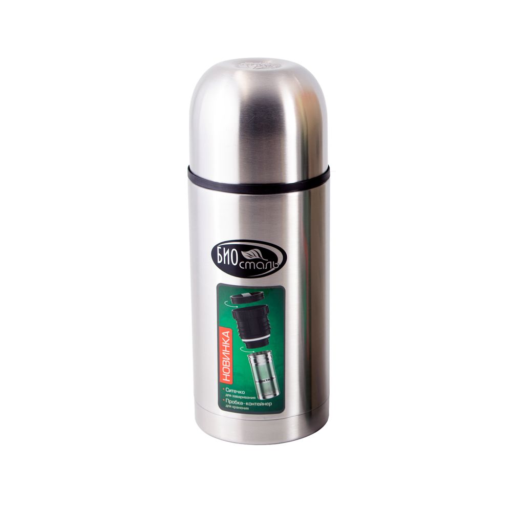 Термос &quot;Биосталь-ОХОТА&quot; с узкой горловиной и пробкой с ситечком, 0,75 л/12/