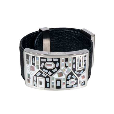 Браслет Fiore Luna на кожаном черном ремешке CB01318-1 BW