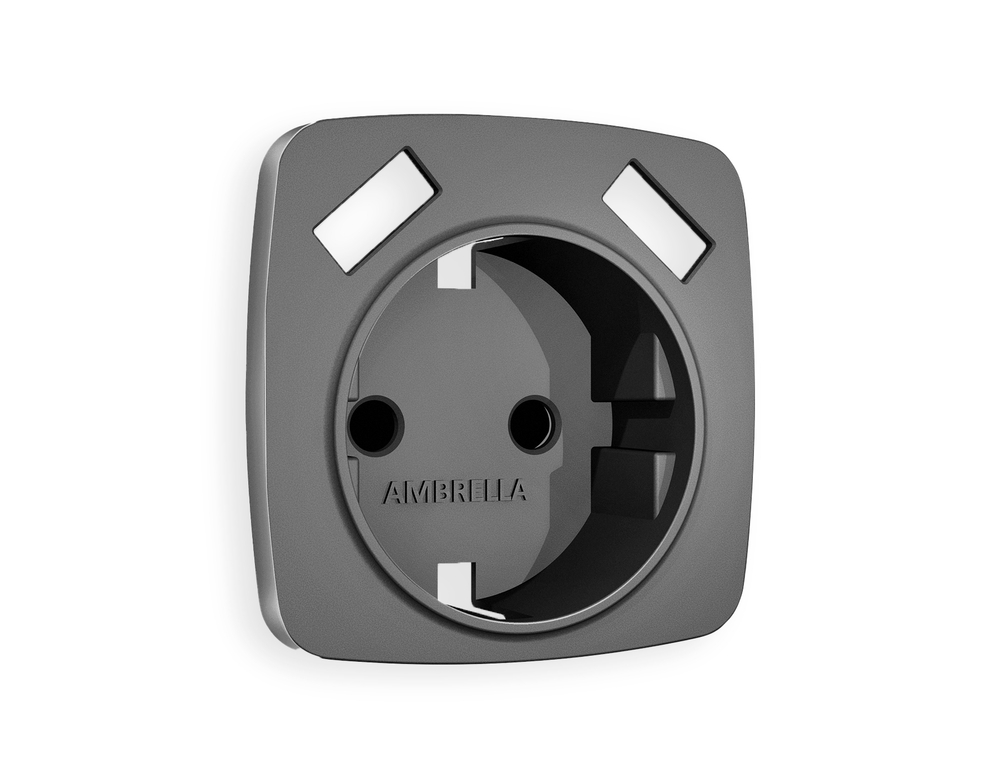 OP6590 Лицевая панель OMEGA (Антрацит серый) для электрической розетки с/з со шторками 2USB A+A QUANT