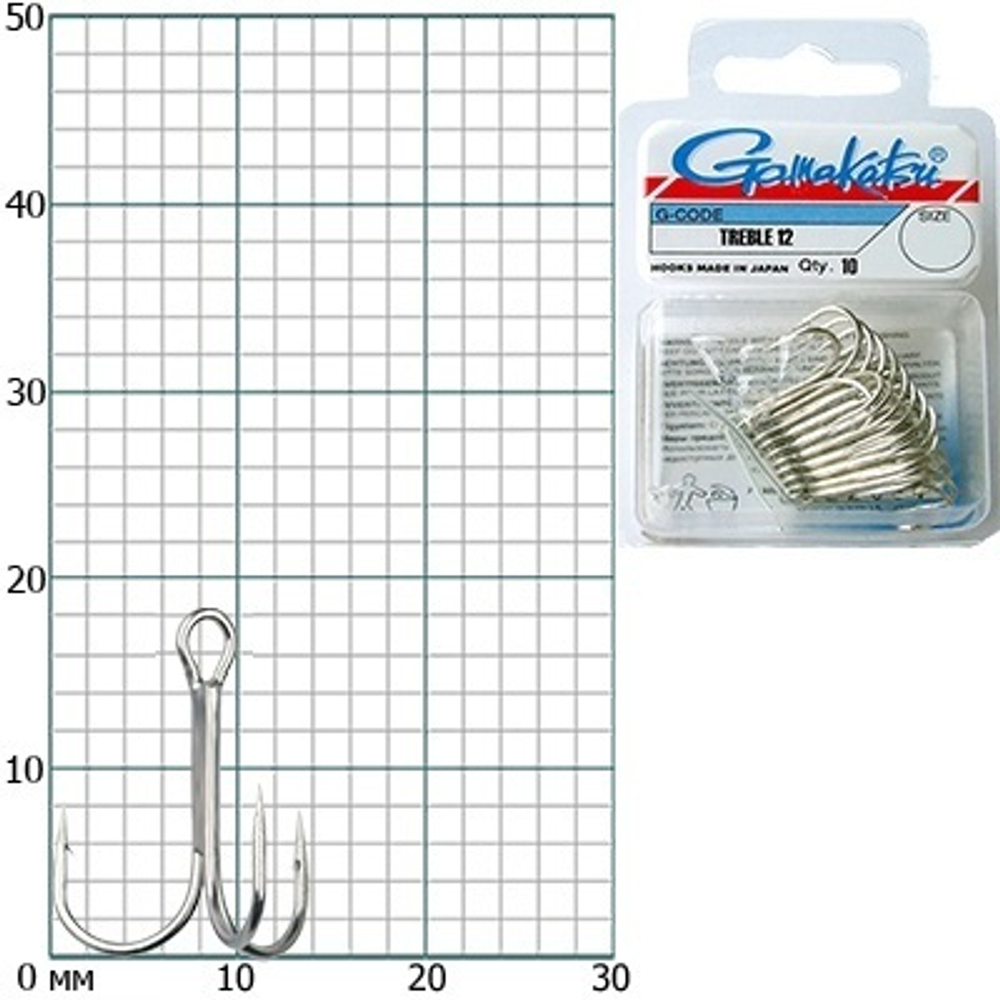 Крючок тройник рыболовный TREBLE 12 Nickel №08 упк по 10шт