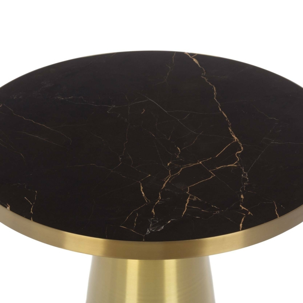 Кофейный столик Vaso Marable диаметр 80 мрамор, черный, бронзовый
