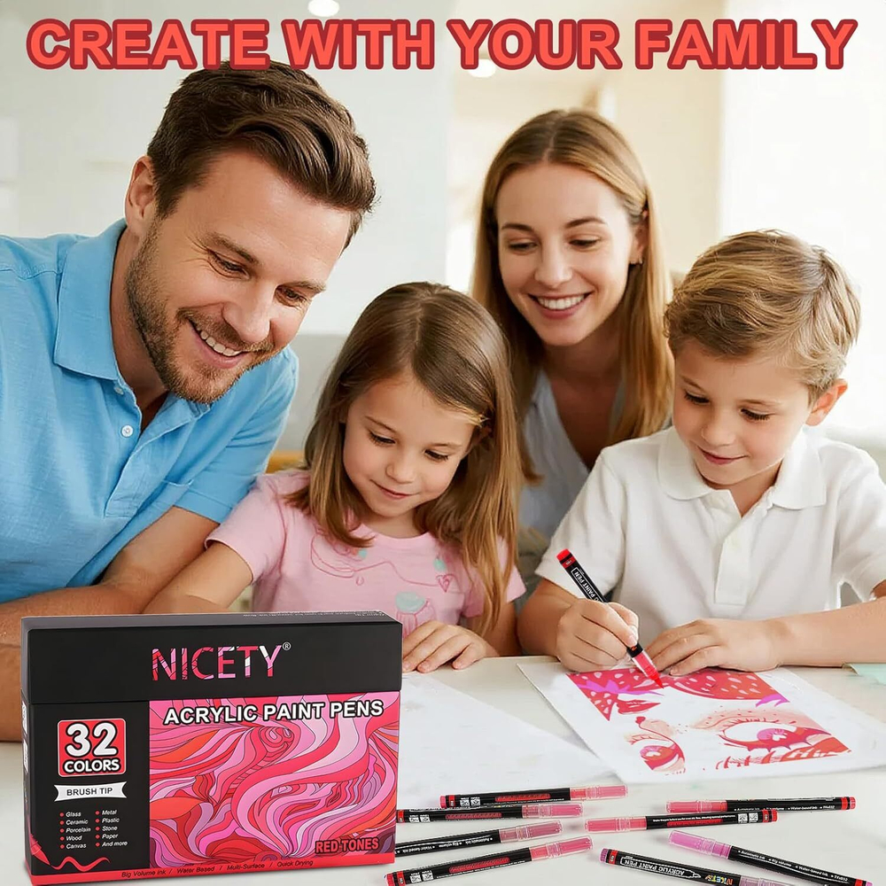 NICETY акриловые маркеры 1-5 мм, 32 шт, Red