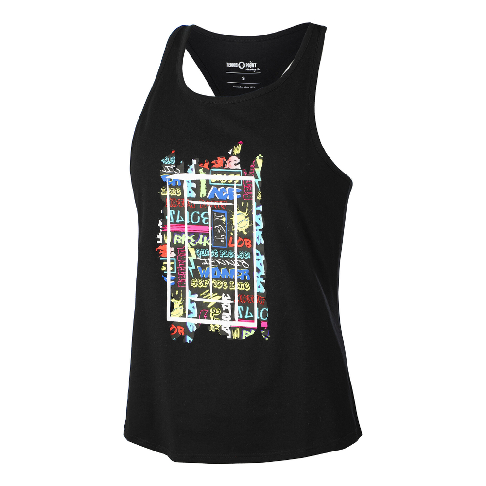Женская теннисная майка Tennis-Point Graffity Tank Top Women - Black, Multicoloured