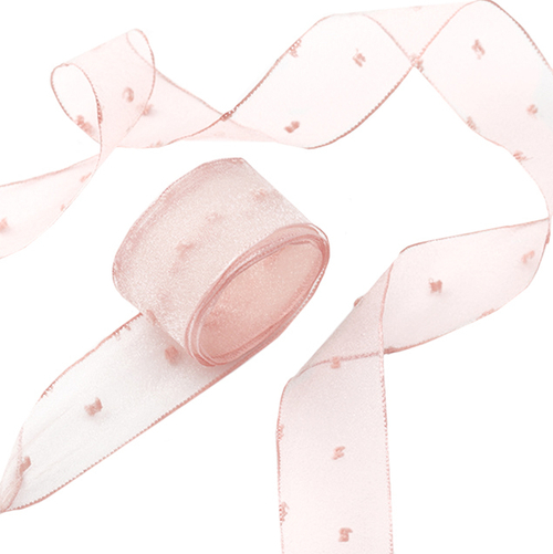 Лента декоративная Воздушные точки, Персиковый 4 см