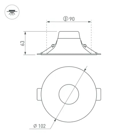 Светильник MS-BLIZZARD-BUILT-R102-8W Day4000 (BK, 100 deg, 230V) (Arlight, IP20 Металл, 3 года) 035599