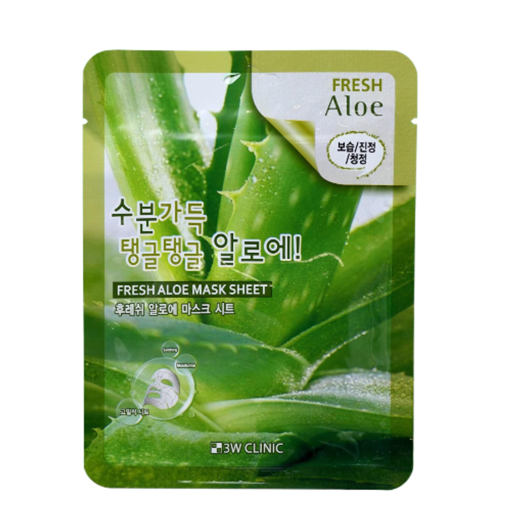 Маска для лица 3W Clinic Fresh Aloe Mask Sheet тканевая с алоэ 23 г