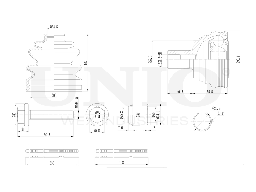 ШРУС внешний UNIO CVJ-20001