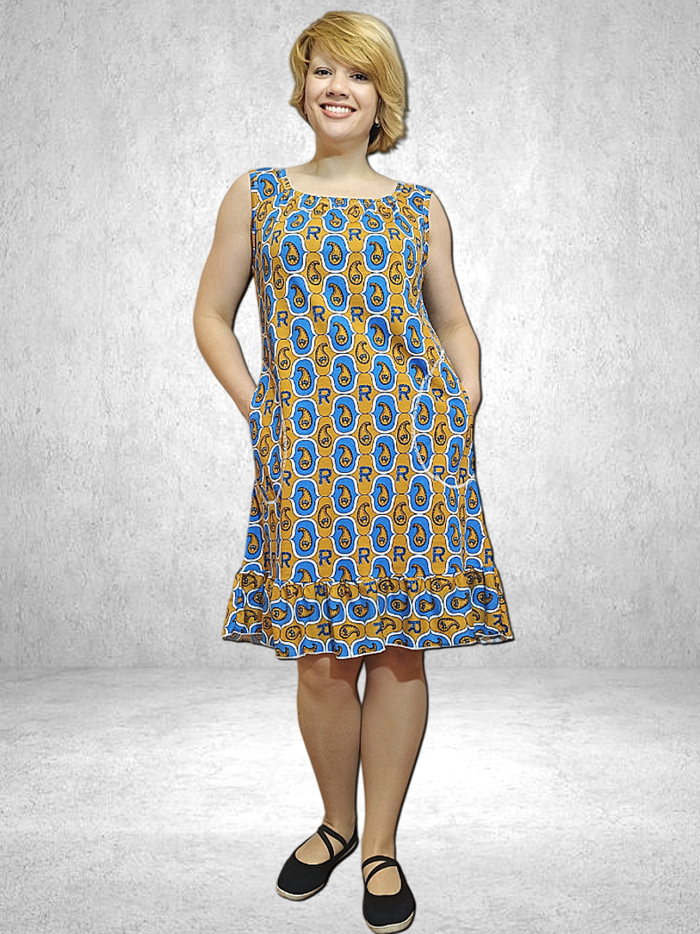 0141 Домашний сарафан с боковыми карманами (56)