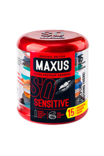 ПРЕЗЕРВАТИВЫ MAXUS, УЛЬТРАТОНКИЕ, ЛАТЕКС, ЖЕЛЕЗНЫЙ КЕЙС, 18 СМ, 5,3 СМ, 15 ШТ.